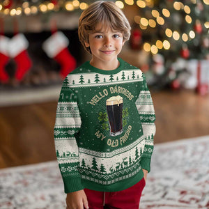 Irish Shamrock Beer Day Ugly Christmas Sweater Hello Darkness My Old Friend TS10 Forest Green Beige Print Your Wear