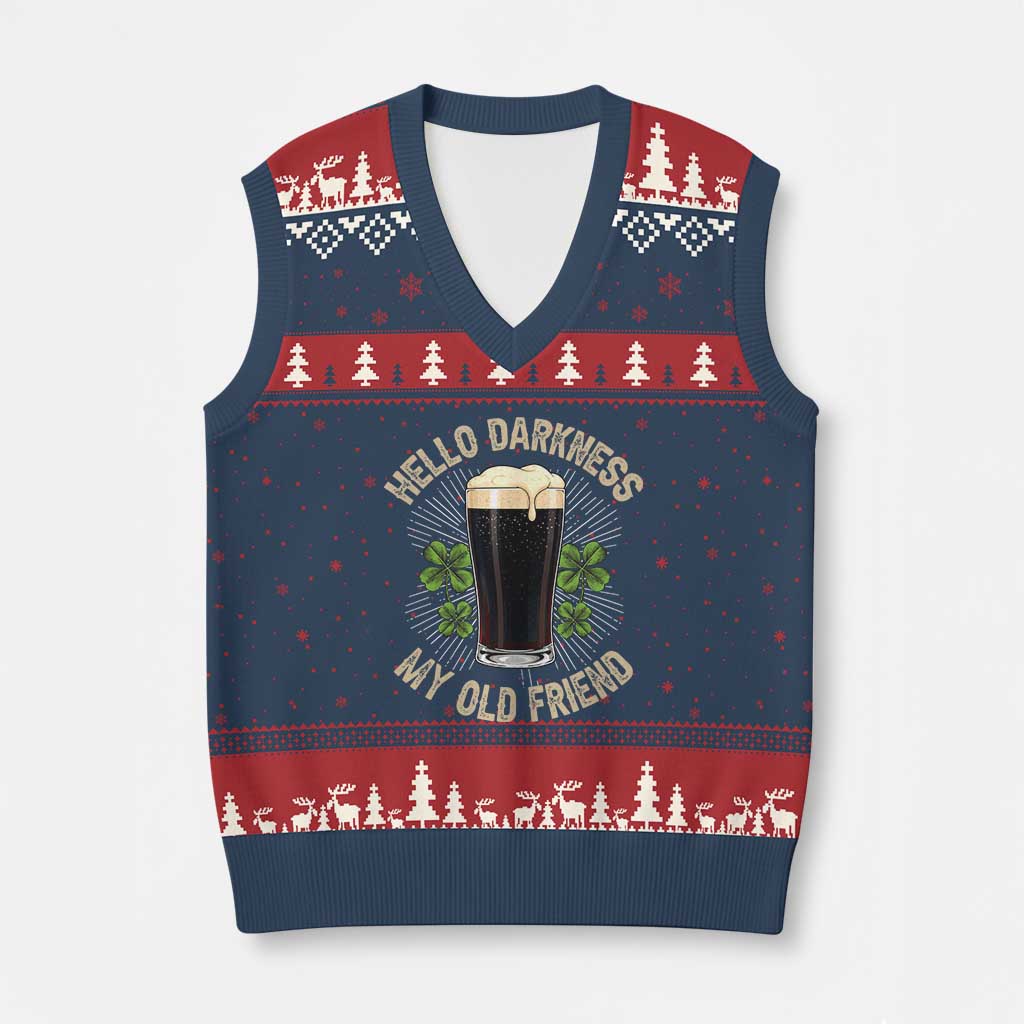 Irish Shamrock Beer Day V-Neck Knit Sweater Vest Hello Darkness My Old Friend TS10 Navy Red Print Your Wear