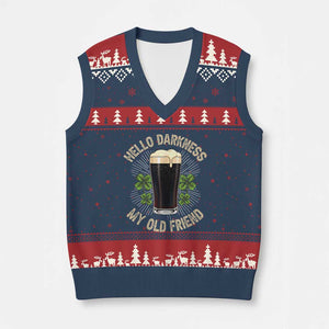 Irish Shamrock Beer Day V-Neck Knit Sweater Vest Hello Darkness My Old Friend TS10 Navy Red Print Your Wear