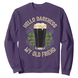 Irish Shamrock Beer Day Sweatshirt Hello Darkness My Old Friend TS10 Purple Print Your Wear