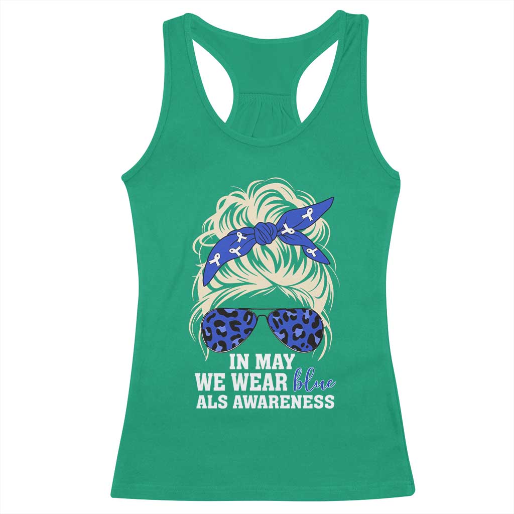 ALS Awareness We Wear Blue In May Racerback Tank Top TS10 Irish Green Print Your Wear