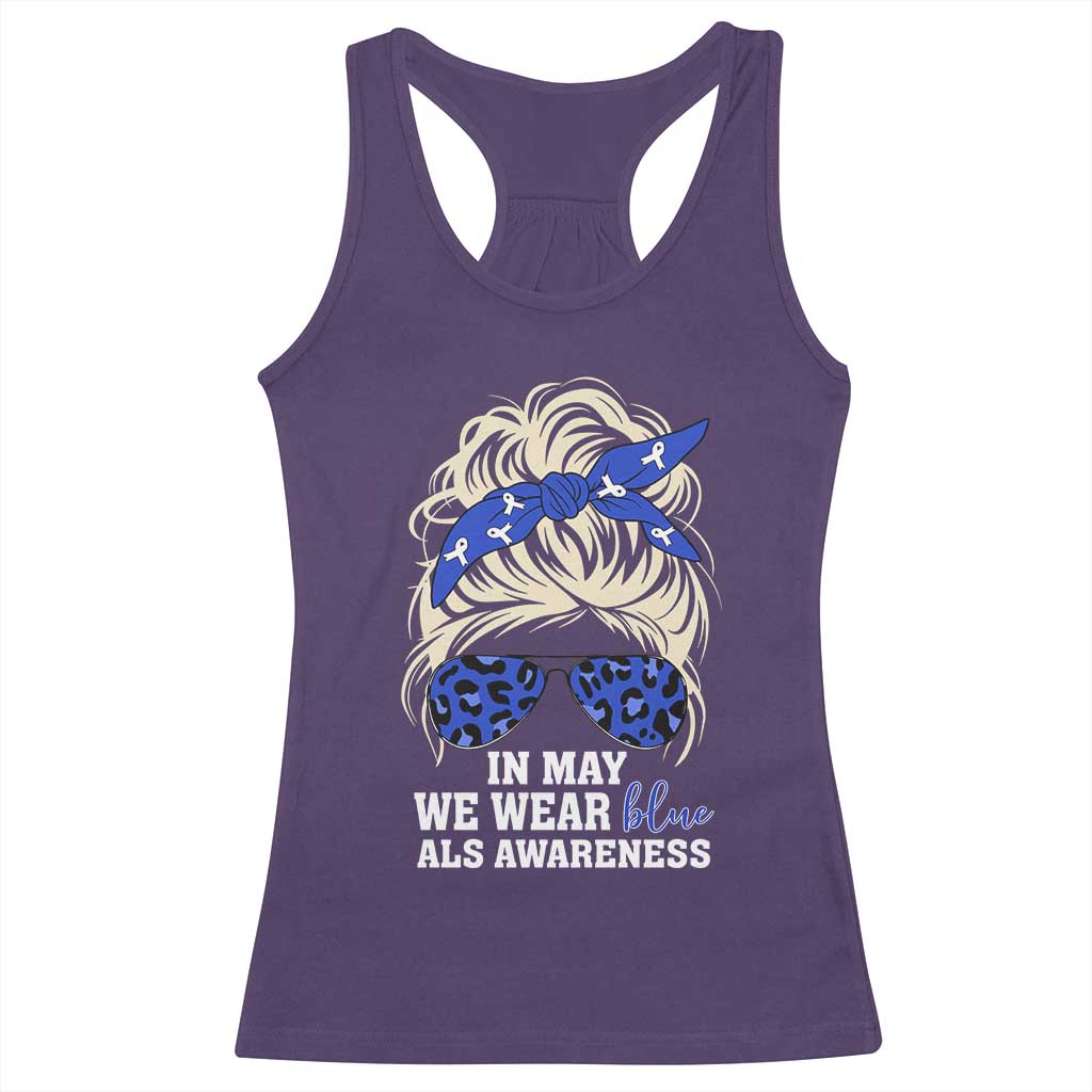 ALS Awareness We Wear Blue In May Racerback Tank Top TS10 Purple Print Your Wear