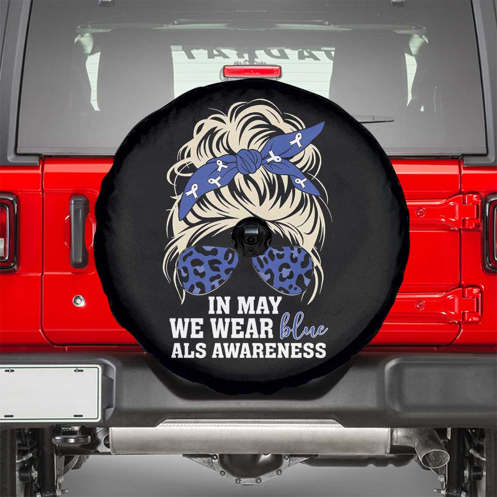 ALS Awareness We Wear Blue In May Spare Tire Cover TS10 Black Print Your Wear