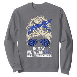 ALS Awareness We Wear Blue In May Sweatshirt TS10 Charcoal Print Your Wear