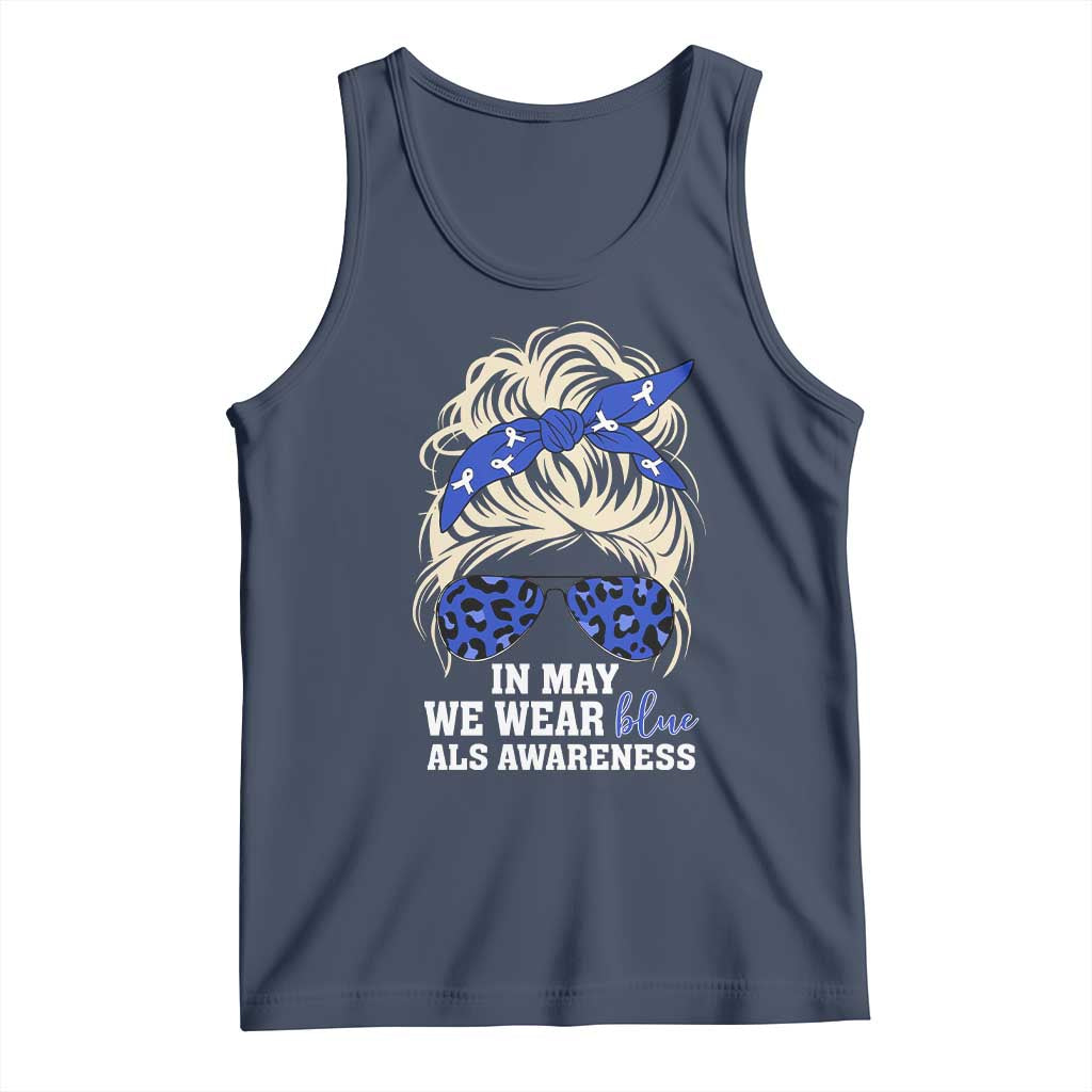 ALS Awareness We Wear Blue In May Tank Top TS10 Navy Print Your Wear