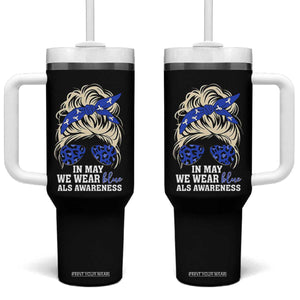 ALS Awareness We Wear Blue In May Tumbler With Handle TS10 One Size: 40 oz Black Print Your Wear