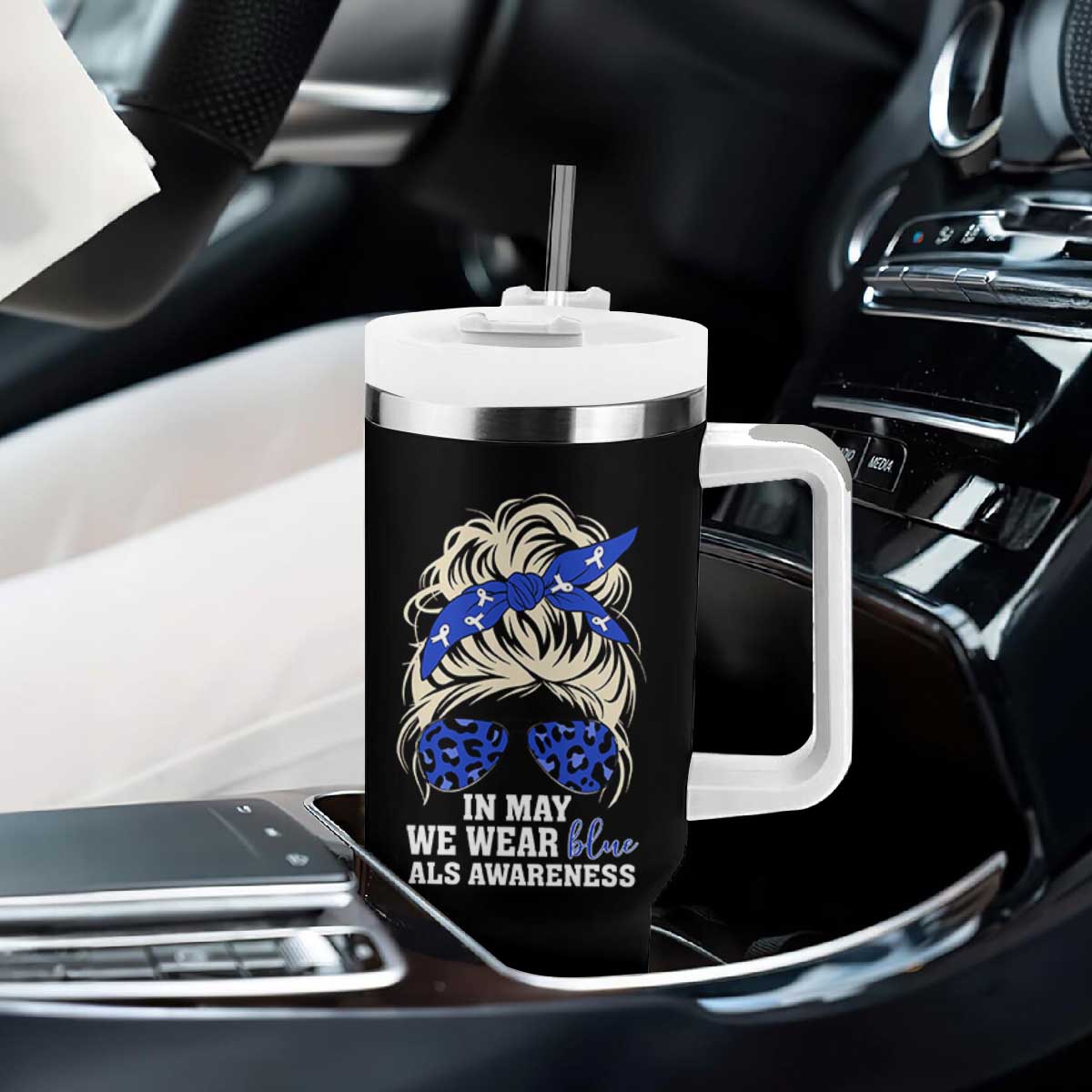ALS Awareness We Wear Blue In May Tumbler With Handle TS10 Print Your Wear