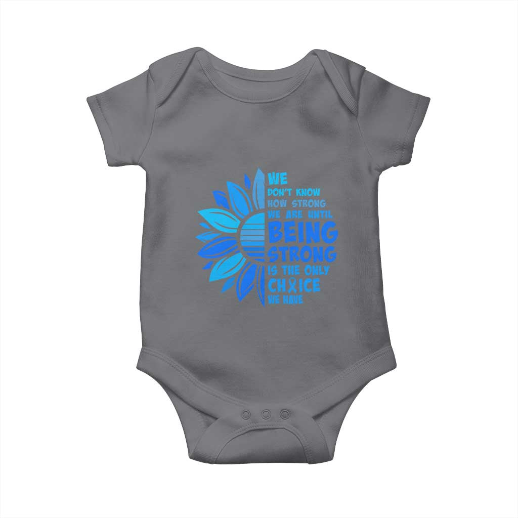 ALS Awareness Baby Onesie Blue Ribbon Stronger Survivor TS10 Charcoal Print Your Wear