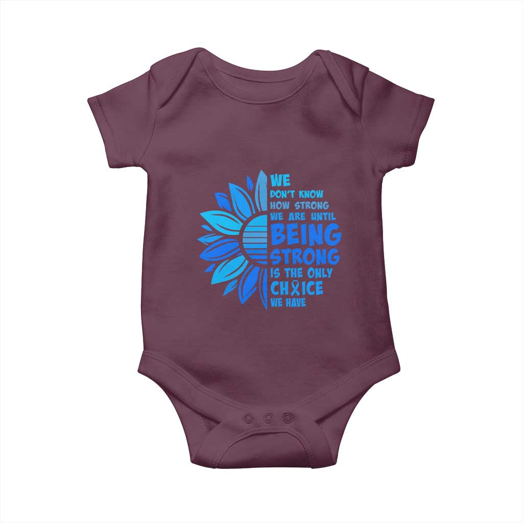 ALS Awareness Baby Onesie Blue Ribbon Stronger Survivor TS10 Maroon Print Your Wear