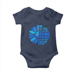 ALS Awareness Baby Onesie Blue Ribbon Stronger Survivor TS10 Navy Print Your Wear