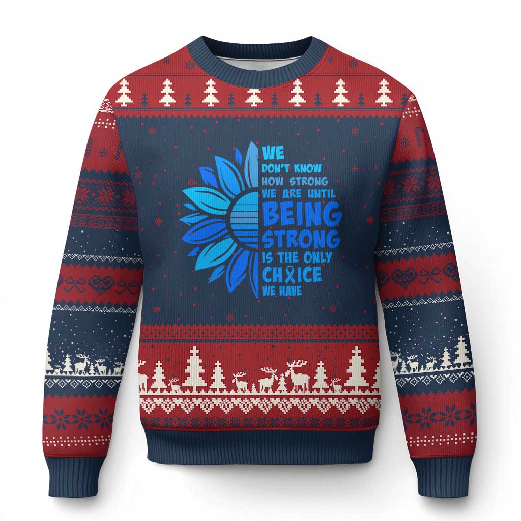 ALS Awareness Ugly Christmas Sweater Blue Ribbon Stronger Survivor TS10 Navy Red Print Your Wear