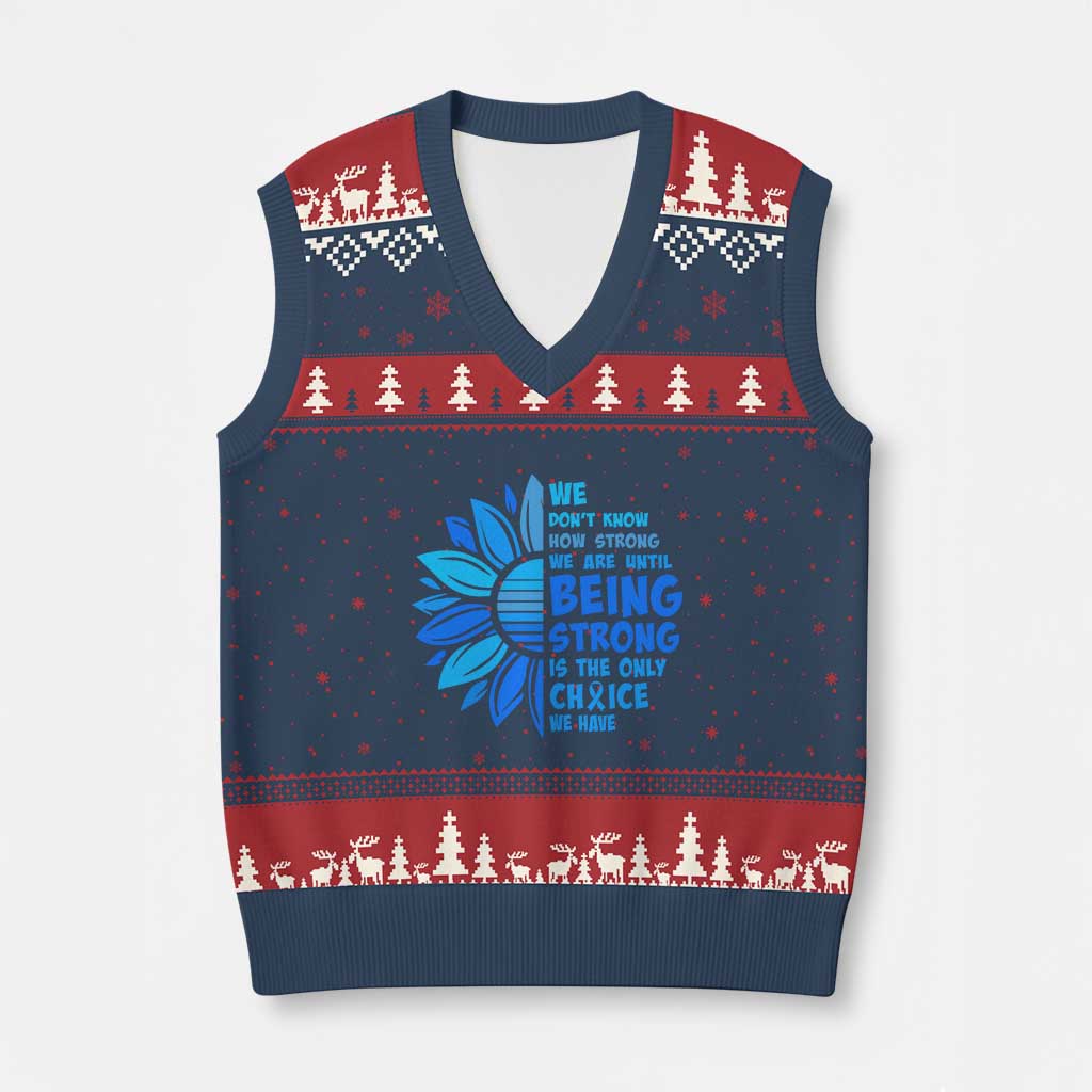 ALS Awareness V-Neck Knit Sweater Vest Blue Ribbon Stronger Survivor TS10 Navy Red Print Your Wear