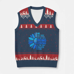 ALS Awareness V-Neck Knit Sweater Vest Blue Ribbon Stronger Survivor TS10 Navy Red Print Your Wear