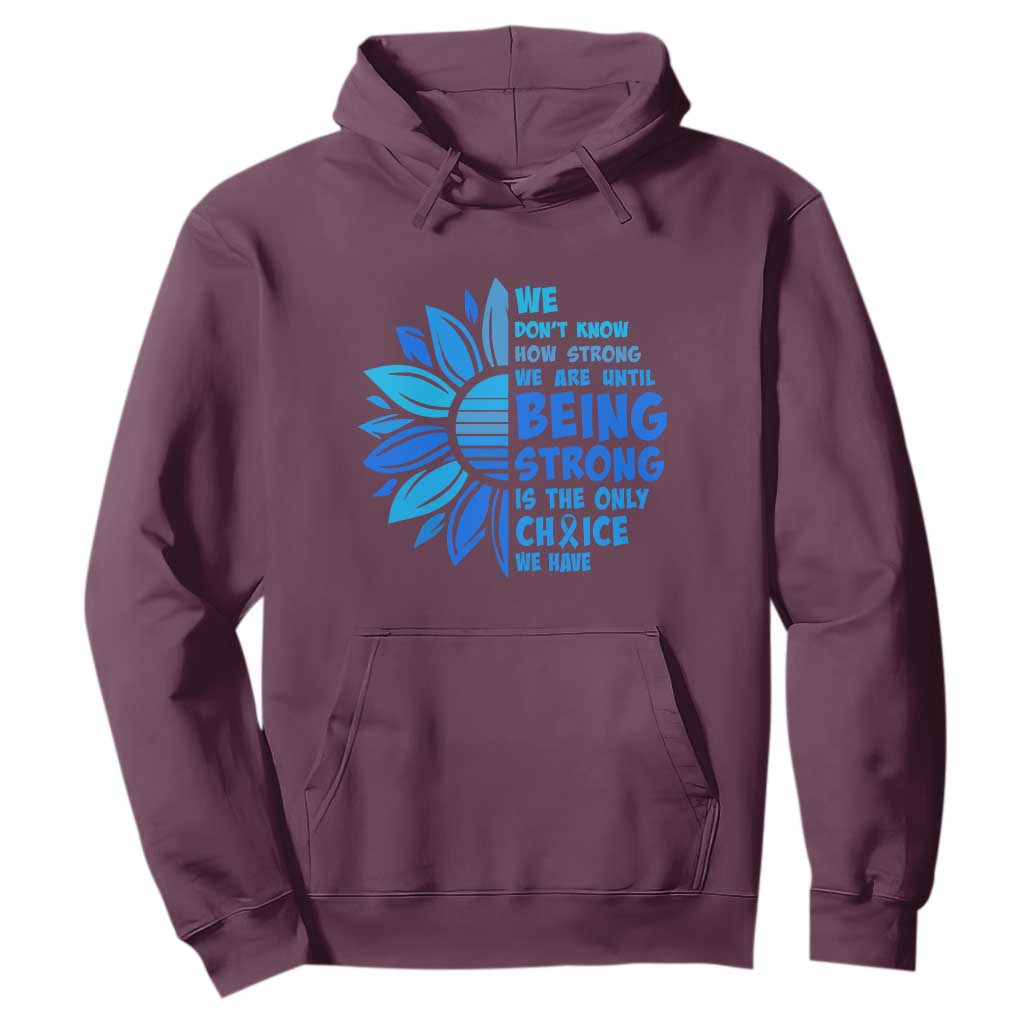 ALS Awareness Hoodie Blue Ribbon Stronger Survivor TS10 Maroon Print Your Wear