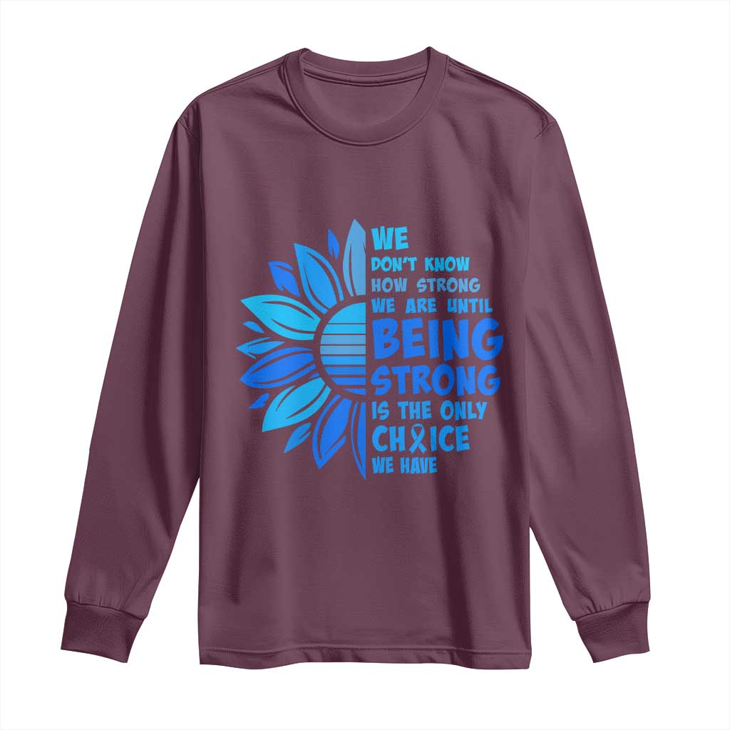ALS Awareness Long Sleeve Shirt Blue Ribbon Stronger Survivor TS10 Maroon Print Your Wear