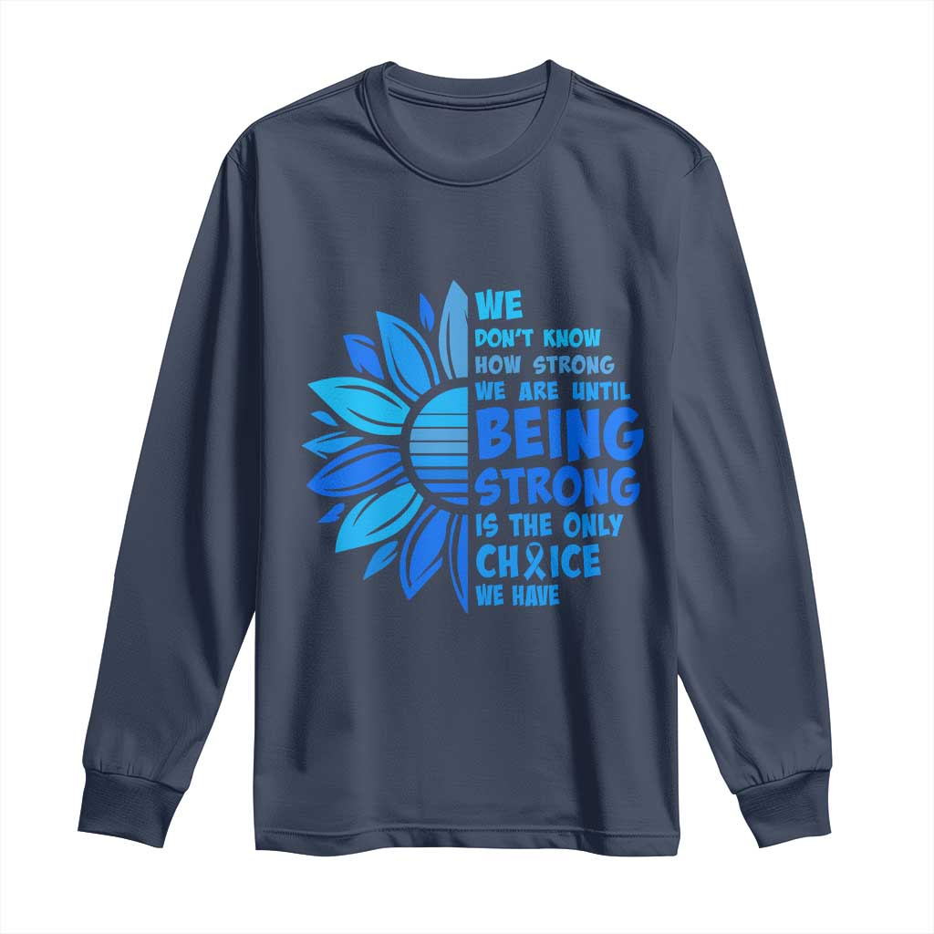 ALS Awareness Long Sleeve Shirt Blue Ribbon Stronger Survivor TS10 Navy Print Your Wear