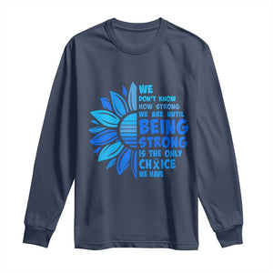 ALS Awareness Long Sleeve Shirt Blue Ribbon Stronger Survivor TS10 Navy Print Your Wear