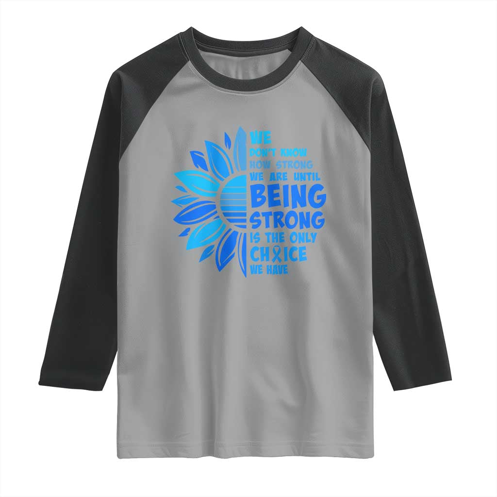 ALS Awareness Raglan Shirt Blue Ribbon Stronger Survivor TS10 Sport Gray Black Print Your Wear