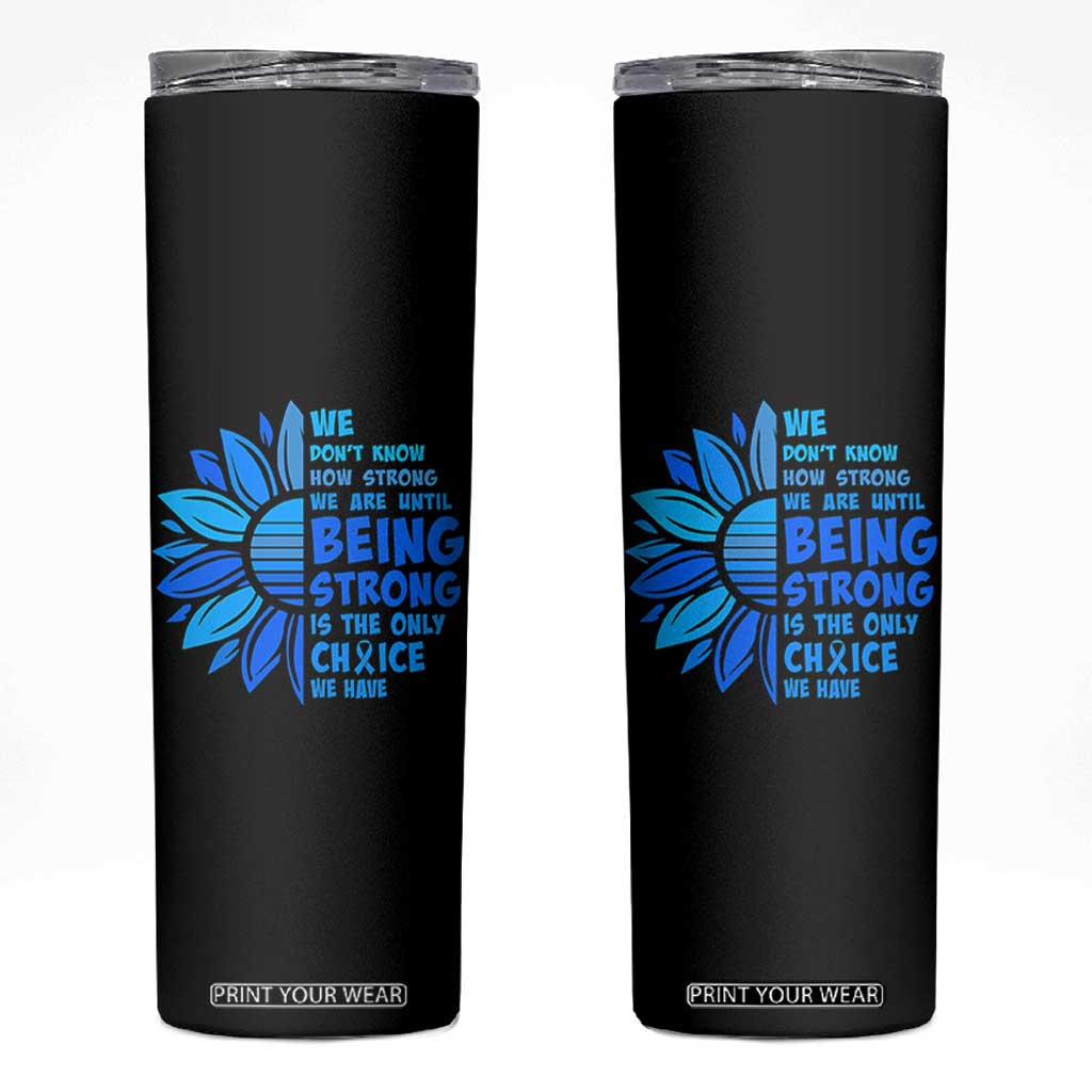 ALS Awareness Skinny Tumbler Blue Ribbon Stronger Survivor TS10 Black Print Your Wear