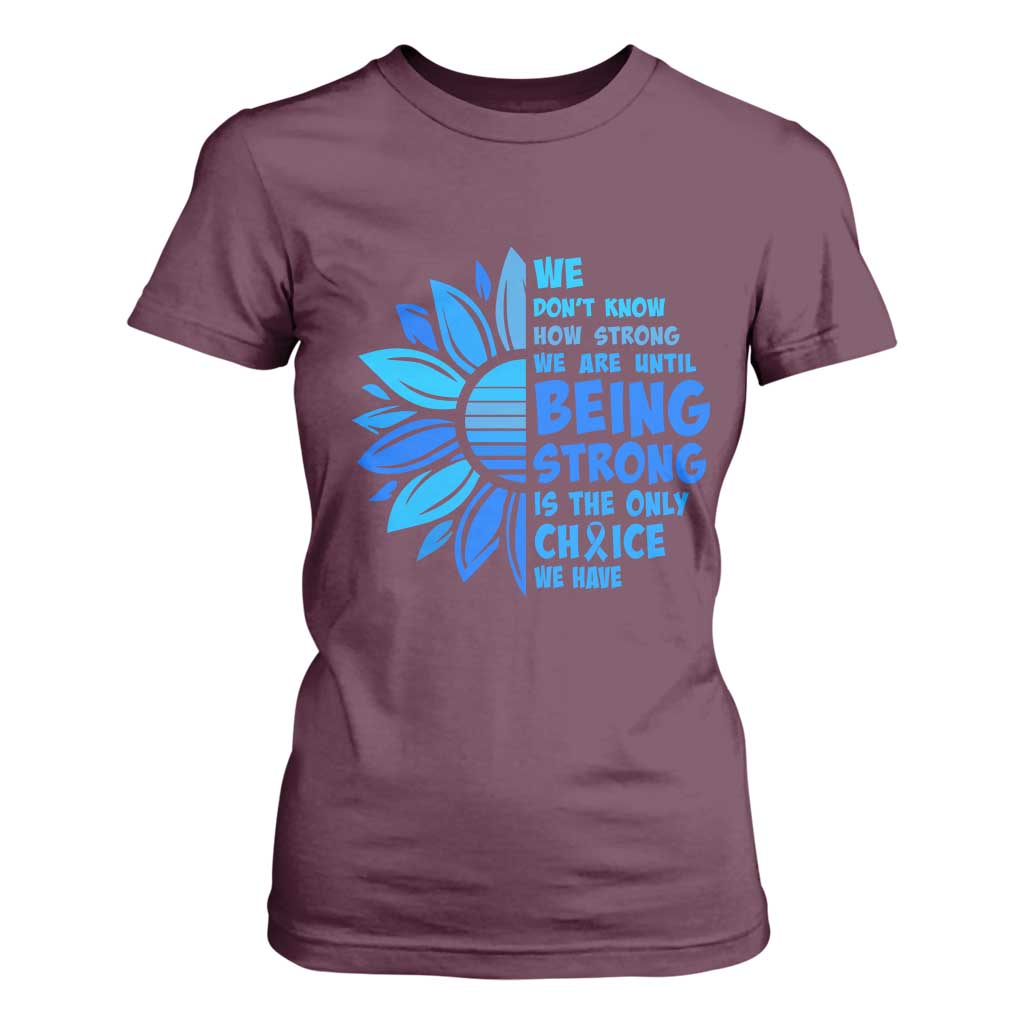ALS Awareness T Shirt For Women Blue Ribbon Stronger Survivor TS10 Maroon Print Your Wear