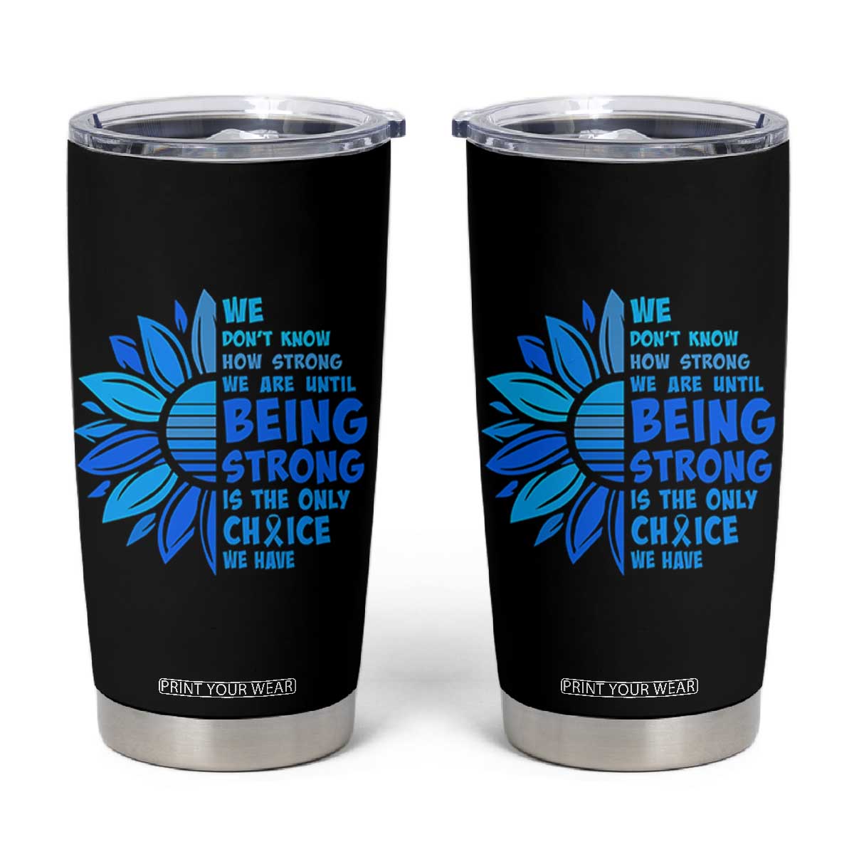 ALS Awareness Tumbler Cup Blue Ribbon Stronger Survivor TS10 Black Print Your Wear