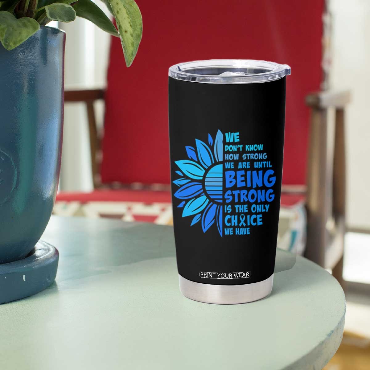 ALS Awareness Tumbler Cup Blue Ribbon Stronger Survivor TS10 Print Your Wear