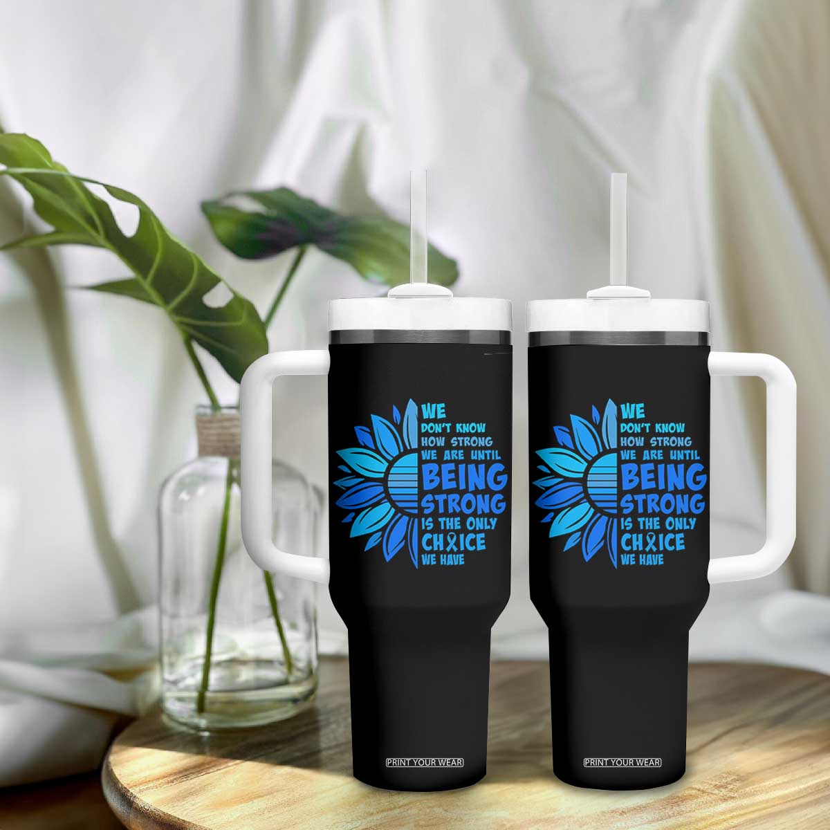 ALS Awareness Tumbler With Handle Blue Ribbon Stronger Survivor TS10 Print Your Wear