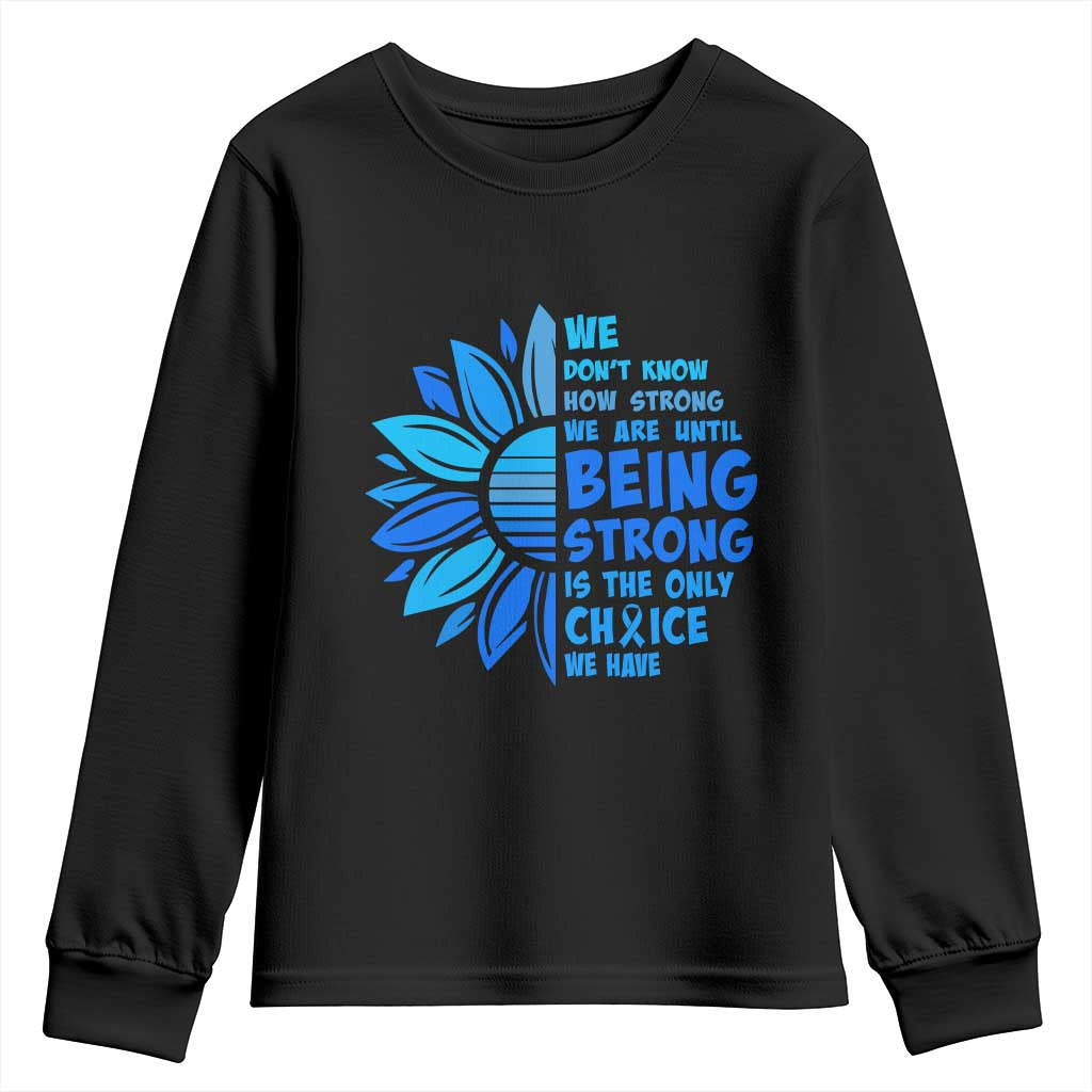 ALS Awareness Youth Sweatshirt Blue Ribbon Stronger Survivor TS10 Black Print Your Wear