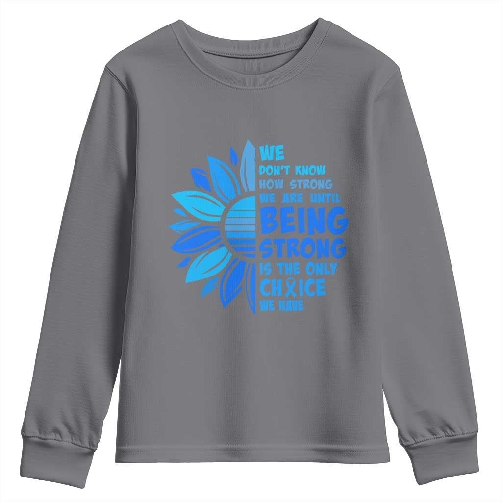 ALS Awareness Youth Sweatshirt Blue Ribbon Stronger Survivor TS10 Charcoal Print Your Wear