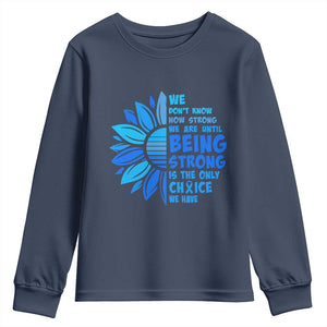 ALS Awareness Youth Sweatshirt Blue Ribbon Stronger Survivor TS10 Navy Print Your Wear
