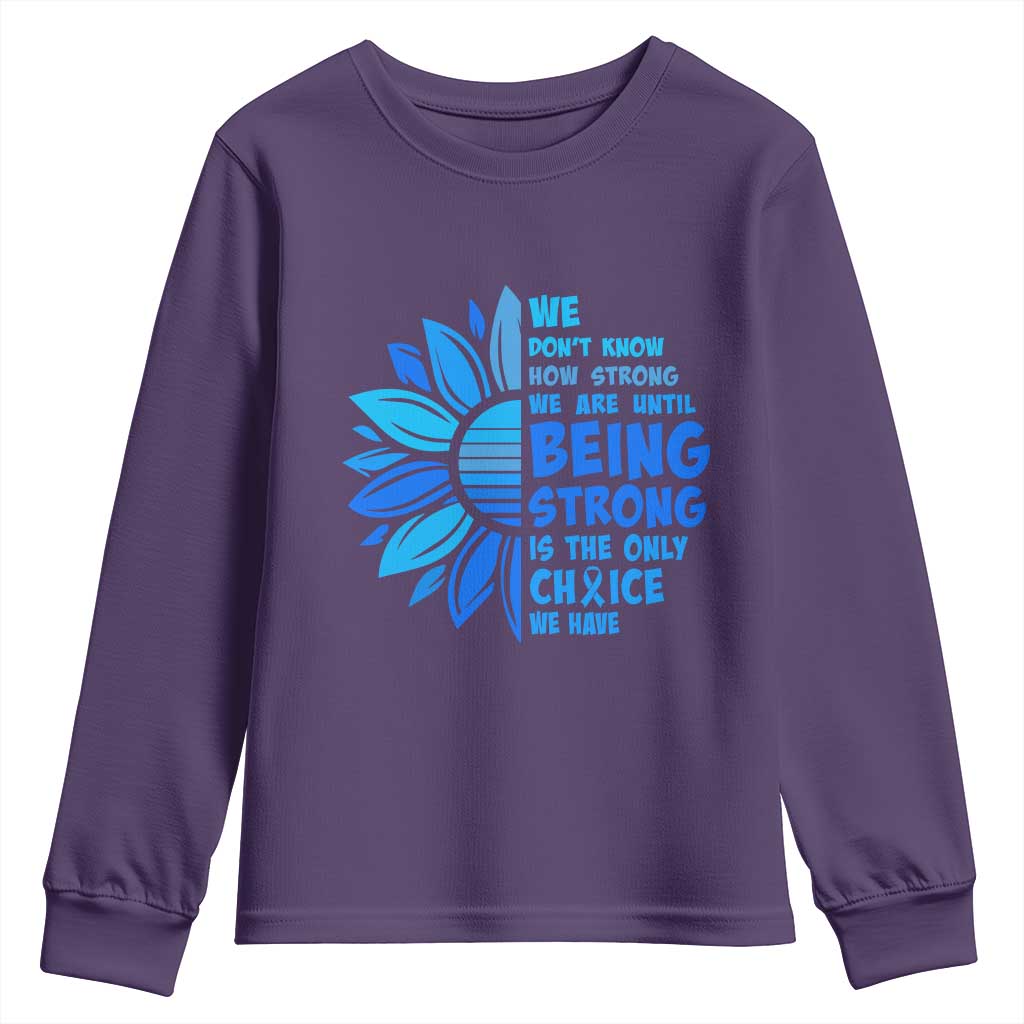 ALS Awareness Youth Sweatshirt Blue Ribbon Stronger Survivor TS10 Purple Print Your Wear