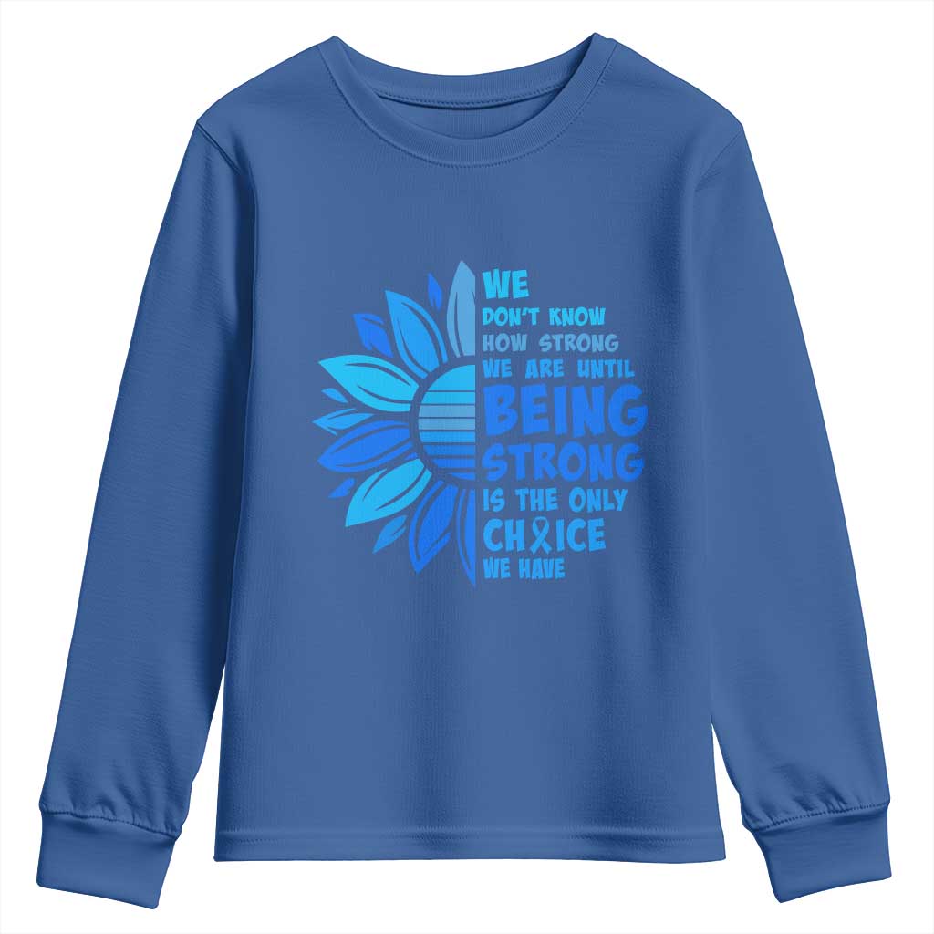 ALS Awareness Youth Sweatshirt Blue Ribbon Stronger Survivor TS10 Royal Blue Print Your Wear