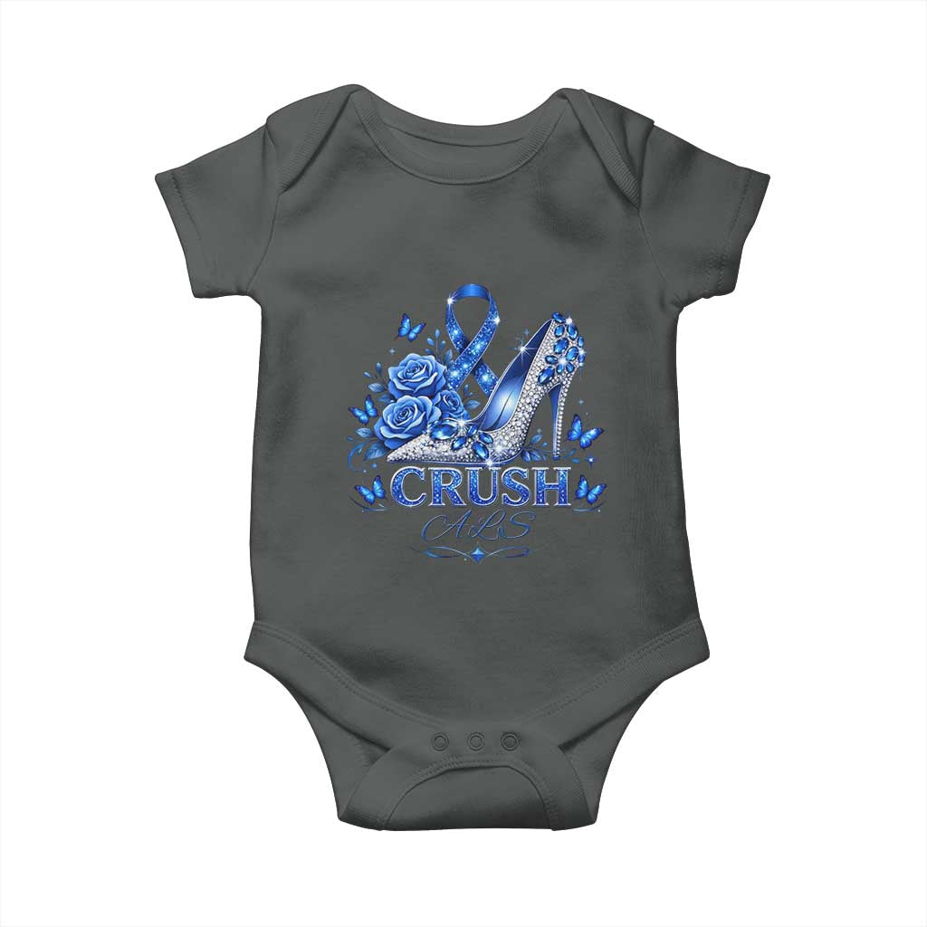 ALS Awareness Baby Onesie Blue Ribbon Women Crush ALS TS10 Dark Heather Print Your Wear