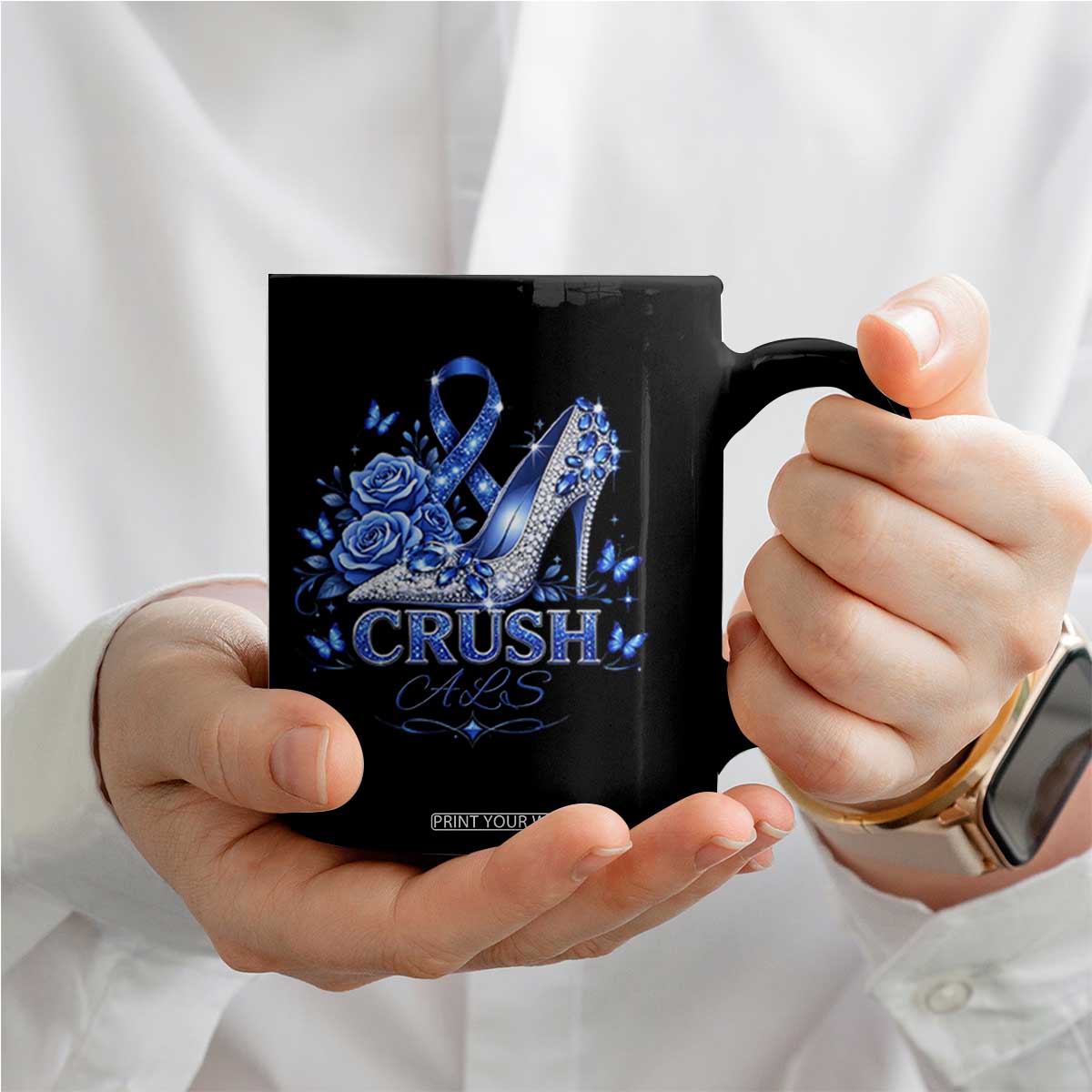 ALS Awareness Coffee Mug Blue Ribbon Women Crush ALS TS10 Print Your Wear