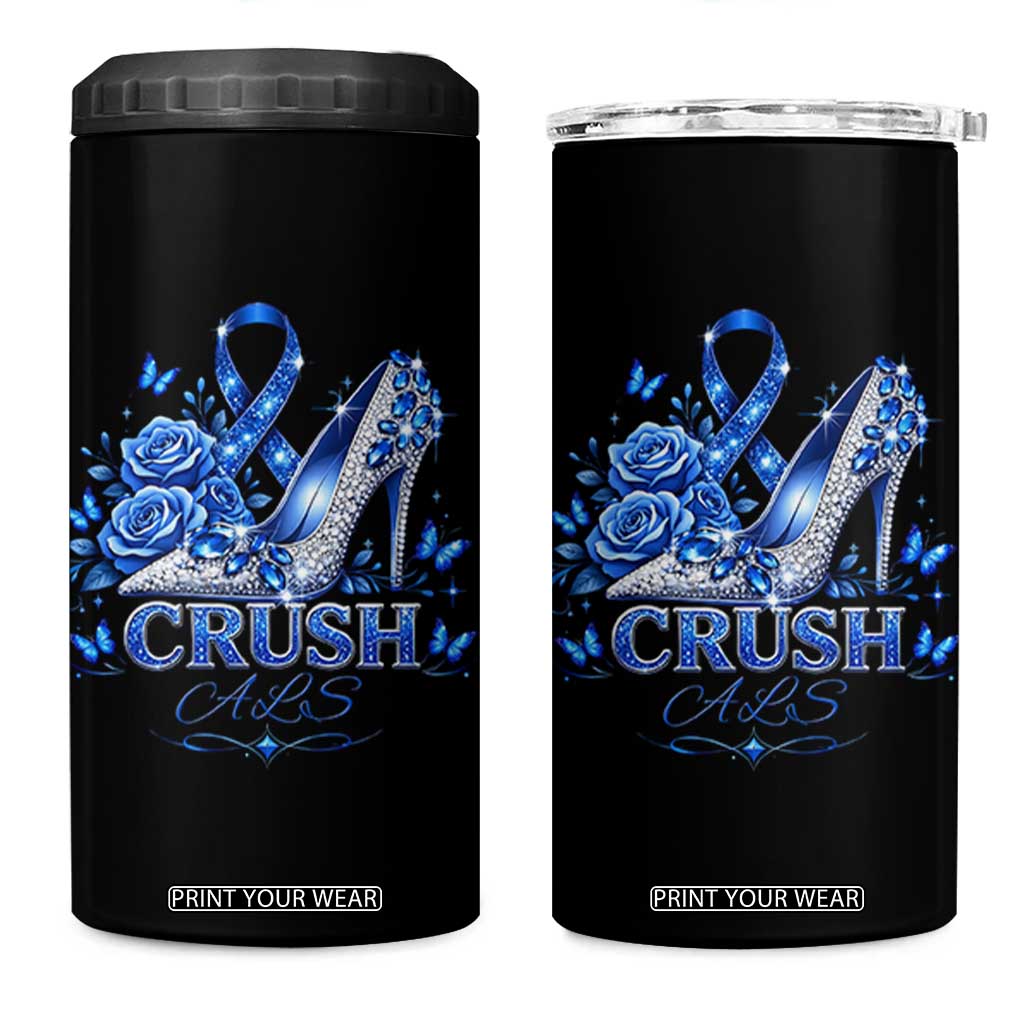ALS Awareness 4 in 1 Can Cooler Tumbler Blue Ribbon Women Crush ALS TS10 One Size: 16 oz Black Print Your Wear