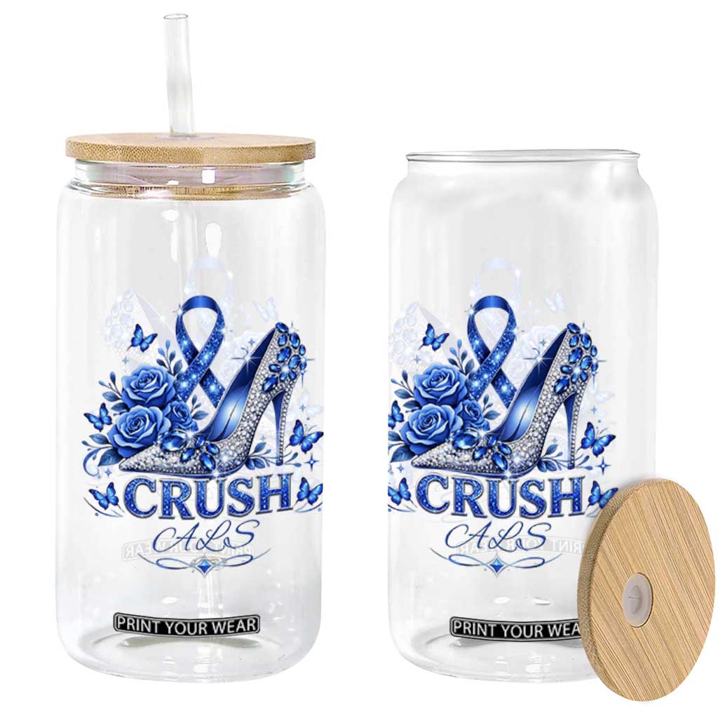 ALS Awareness Glass Can Blue Ribbon Women Crush ALS TS10 Print Your Wear