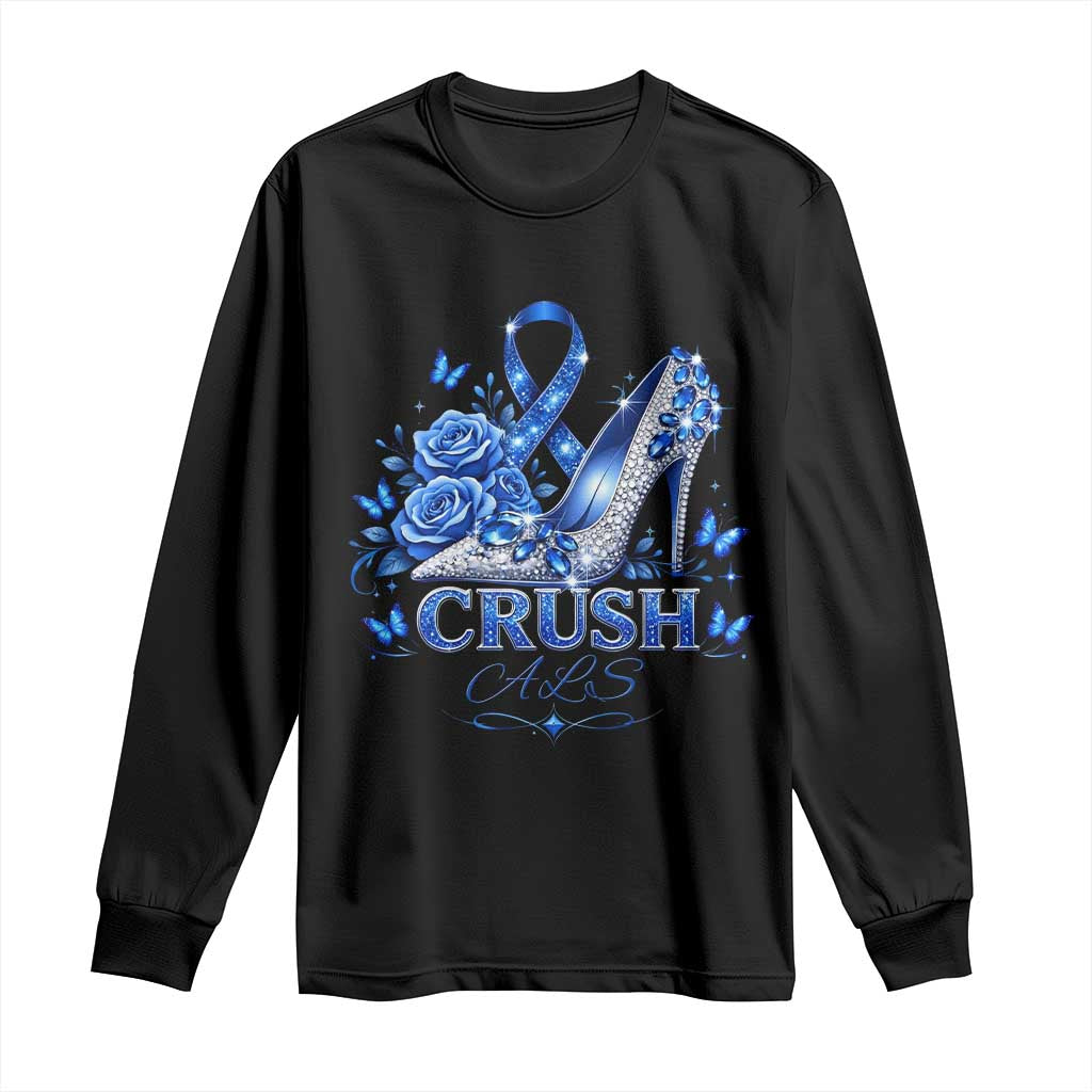 ALS Awareness Long Sleeve Shirt Blue Ribbon Women Crush ALS TS10 Black Print Your Wear