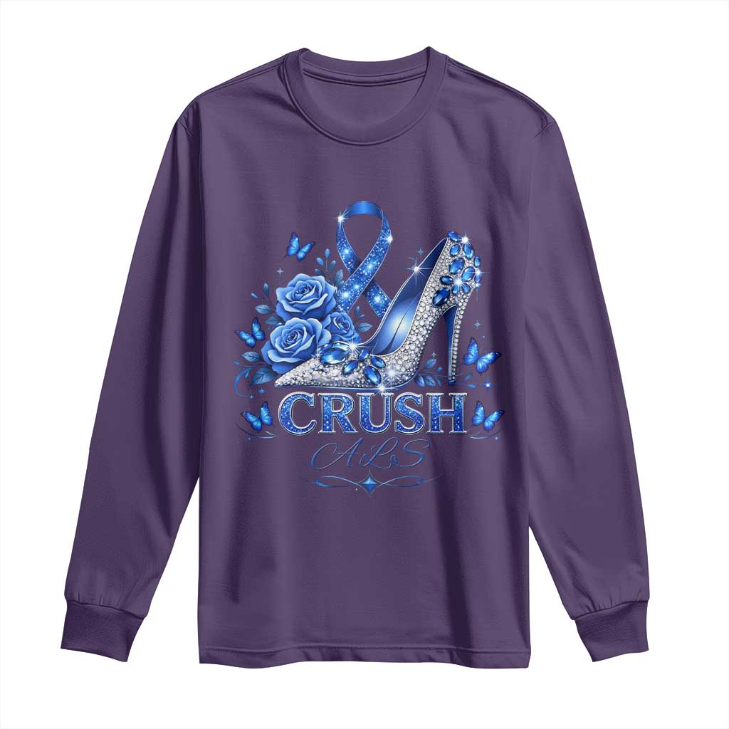 ALS Awareness Long Sleeve Shirt Blue Ribbon Women Crush ALS TS10 Purple Print Your Wear
