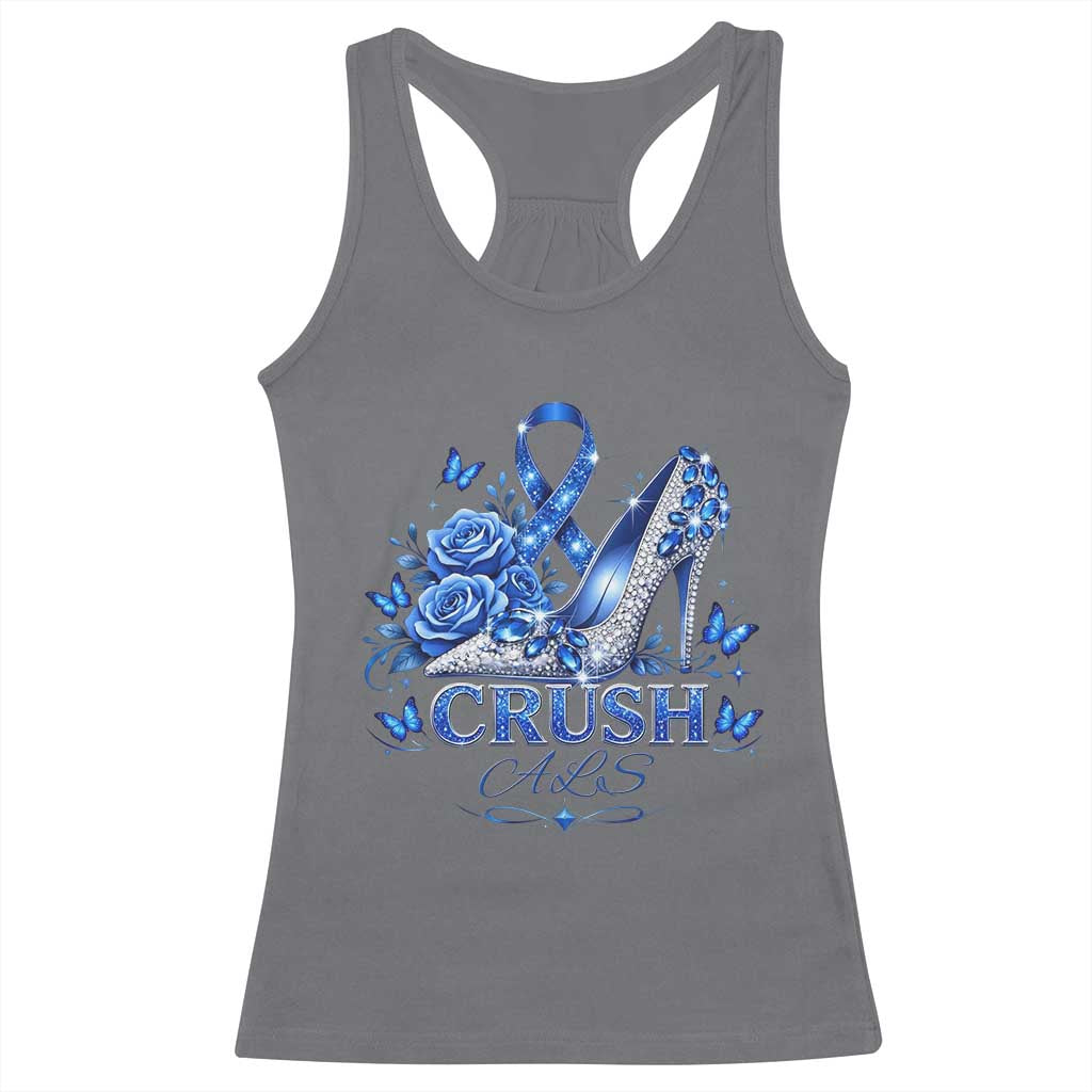 ALS Awareness Racerback Tank Top Blue Ribbon Women Crush ALS TS10 Charcoal Print Your Wear