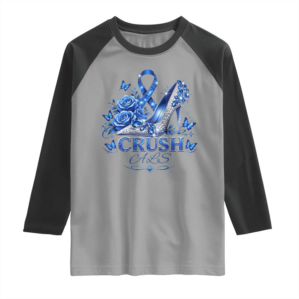 ALS Awareness Raglan Shirt Blue Ribbon Women Crush ALS TS10 Sport Gray Black Print Your Wear