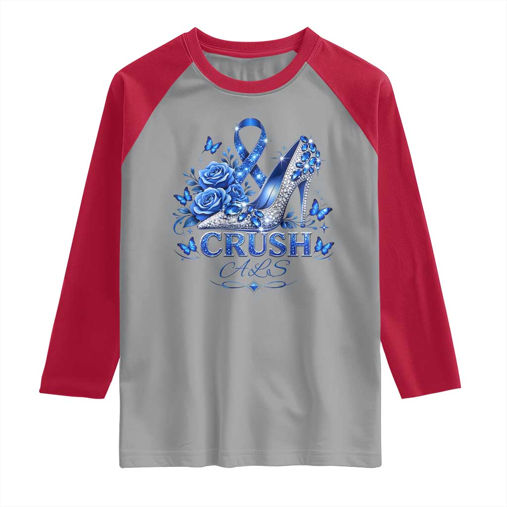 ALS Awareness Raglan Shirt Blue Ribbon Women Crush ALS TS10 Sport Gray Red Print Your Wear