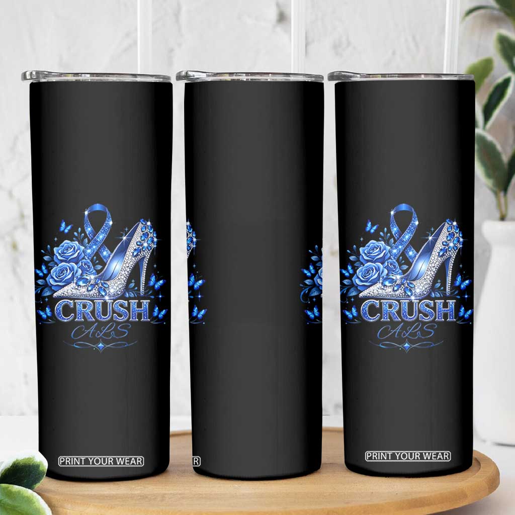 ALS Awareness Skinny Tumbler Blue Ribbon Women Crush ALS TS10 Print Your Wear