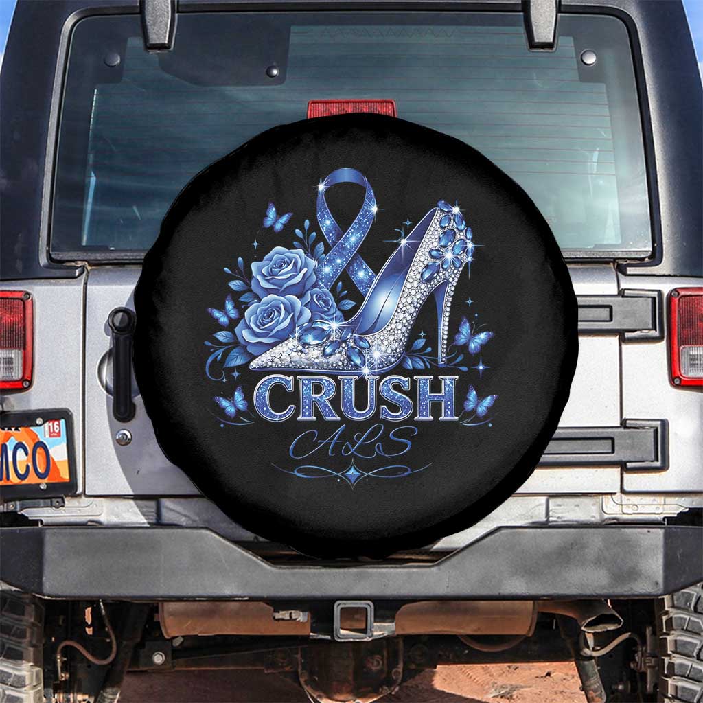 ALS Awareness Spare Tire Cover Blue Ribbon Women Crush ALS TS10 No hole Black Print Your Wear