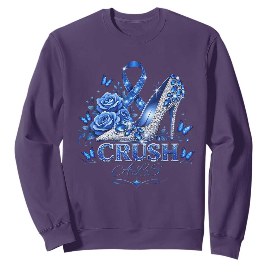 ALS Awareness Sweatshirt Blue Ribbon Women Crush ALS TS10 Purple Print Your Wear