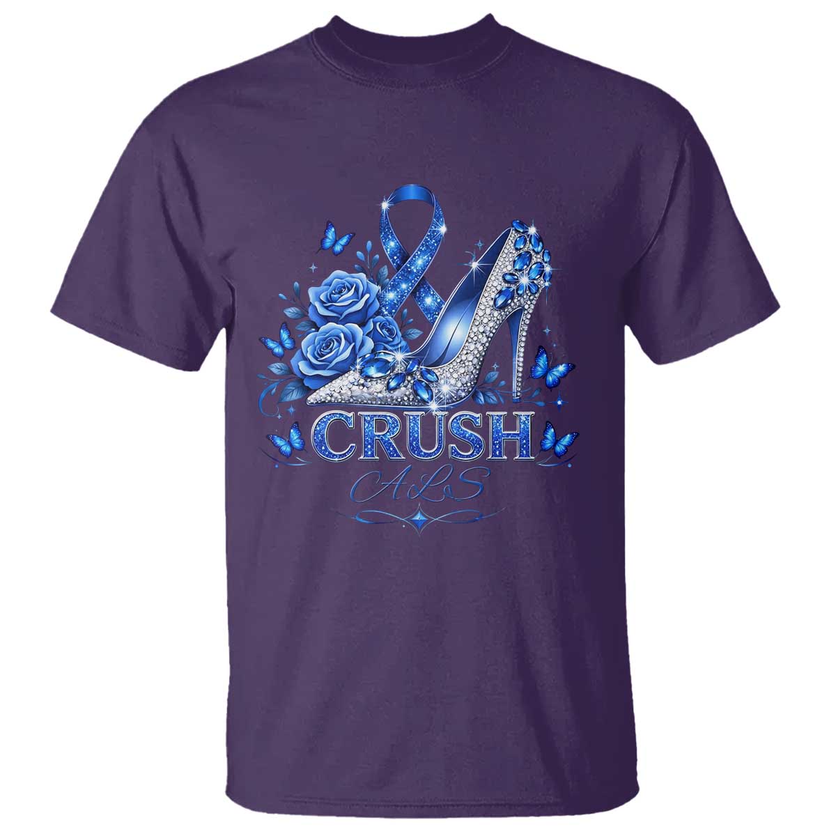 ALS Awareness T Shirt Blue Ribbon Women Crush ALS TS10 Purple Print Your Wear