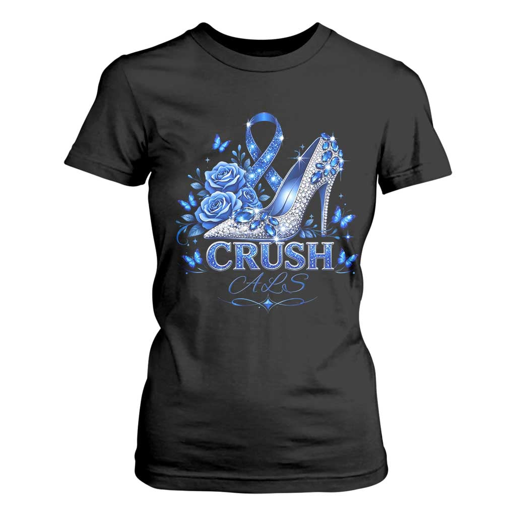 ALS Awareness T Shirt For Women Blue Ribbon Women Crush ALS TS10 Black Print Your Wear