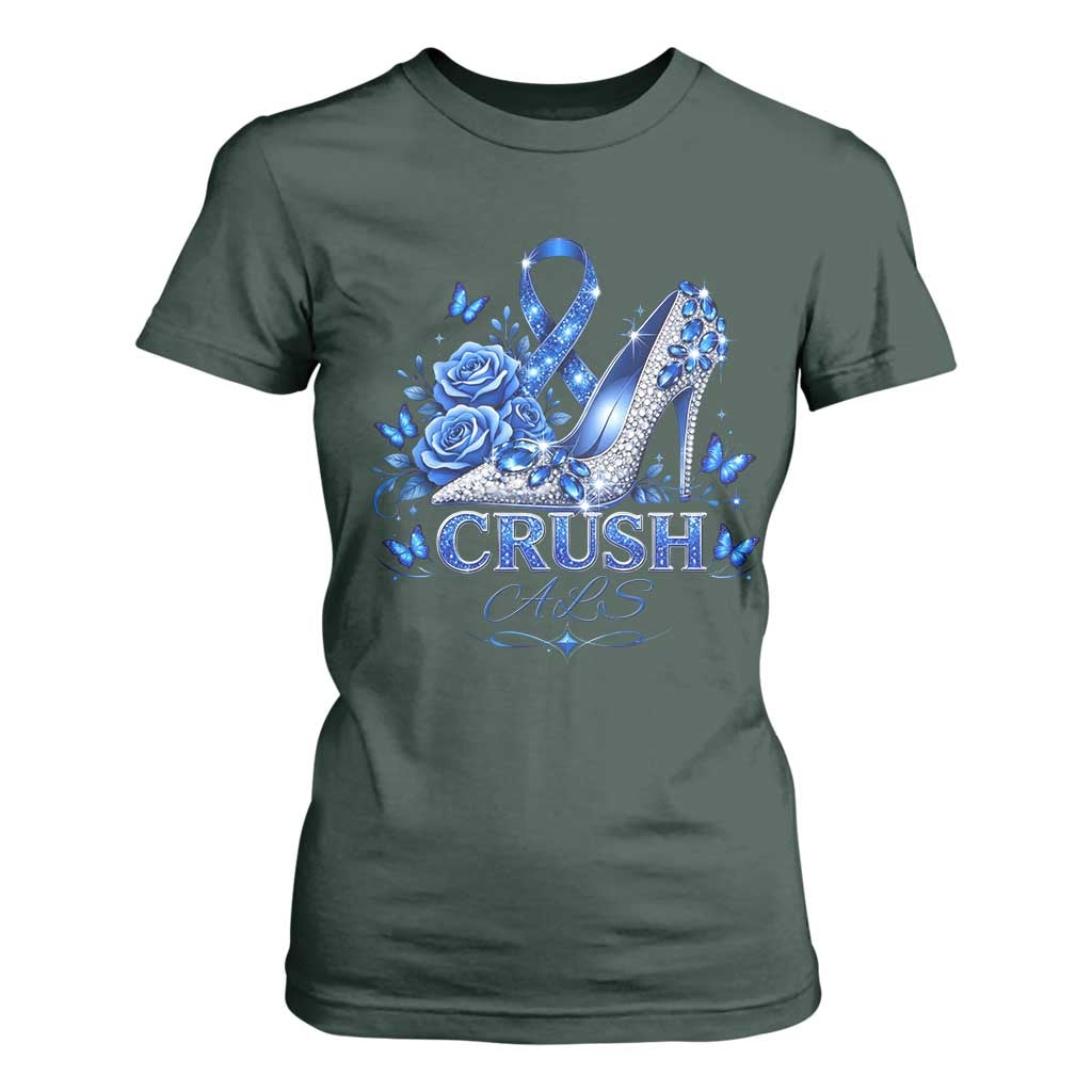 ALS Awareness T Shirt For Women Blue Ribbon Women Crush ALS TS10 Dark Forest Green Print Your Wear