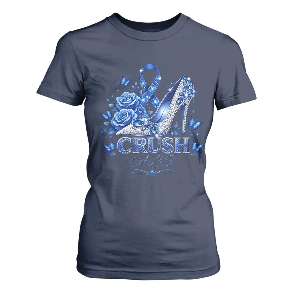 ALS Awareness T Shirt For Women Blue Ribbon Women Crush ALS TS10 Navy Print Your Wear
