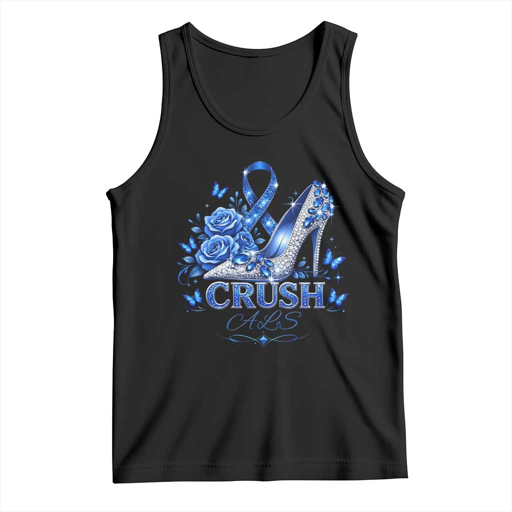 ALS Awareness Tank Top Blue Ribbon Women Crush ALS TS10 Black Print Your Wear