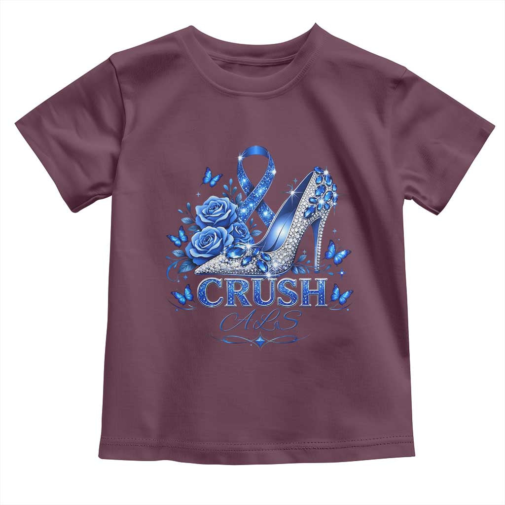ALS Awareness Toddler T Shirt Blue Ribbon Women Crush ALS TS10 Maroon Print Your Wear